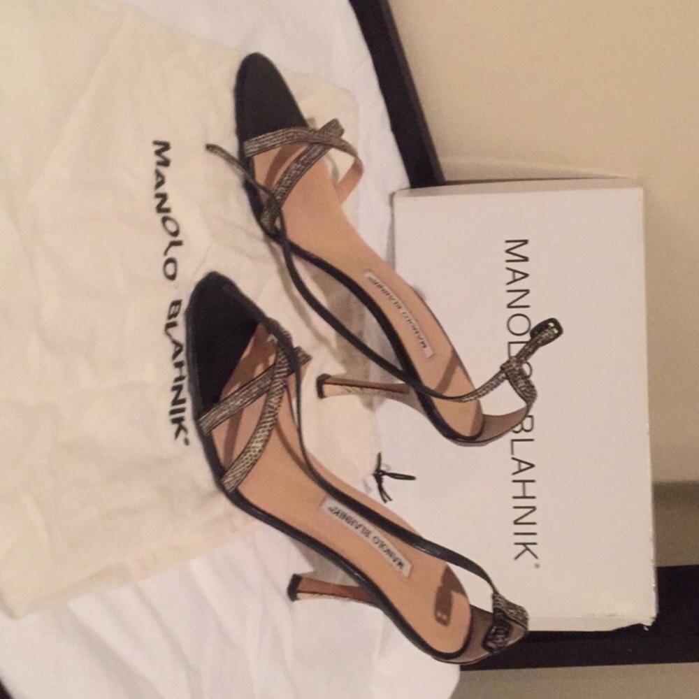 Manolo Blahnik Python Strapped Heels - image 1